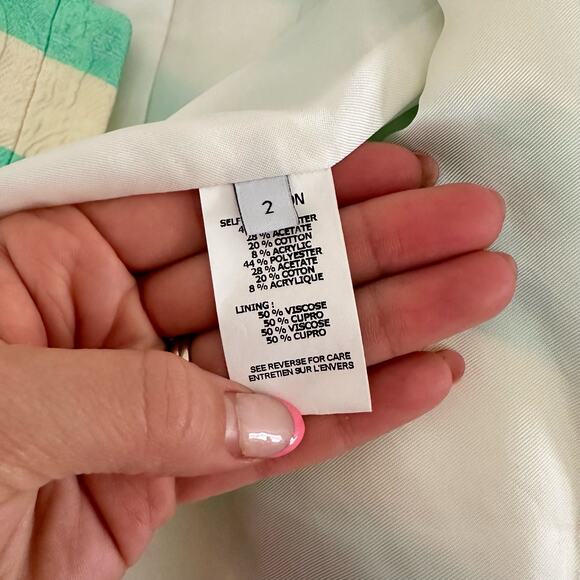 Thakoon Striped Pattern Zip Up Lined Blazer Jacket Green 2 - Picture 8 of 11